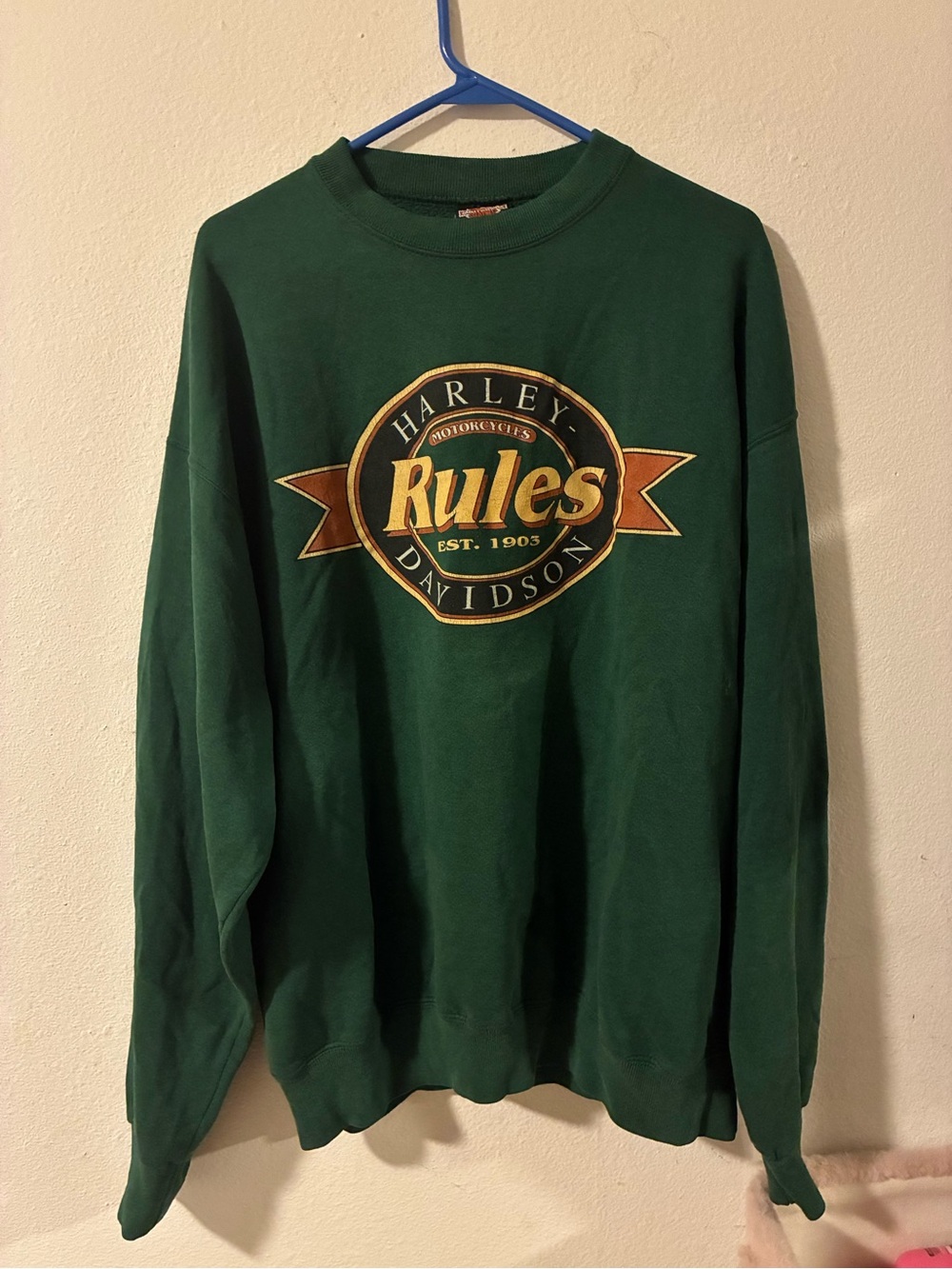 Vintage Harley-Davidson Green 'Rules' Logo Sweatshirt